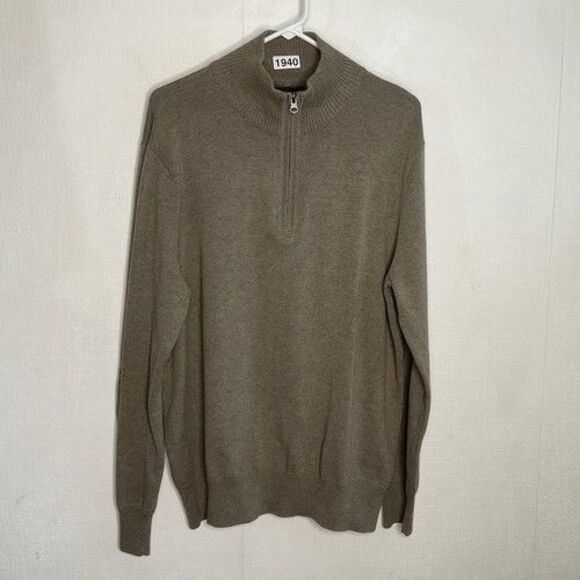 NWT J. Crew Gray 100% Cotton 1/4 Zip Sweater Pullover Men Size Large - Picture 9 of 11